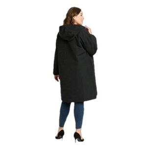 Ava & Viv Women's Plus Size X (14W) Black Hooded Raincoat, Water Resistant, EUC